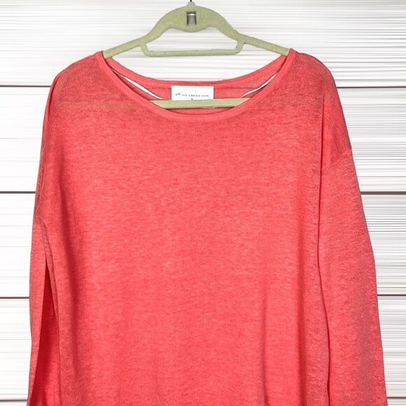 NWOT SOUTHERN TIDE Coral Knit Linen Boat Neck Long Sleeve Oversize Top Blouse M - Picture 2 of 11